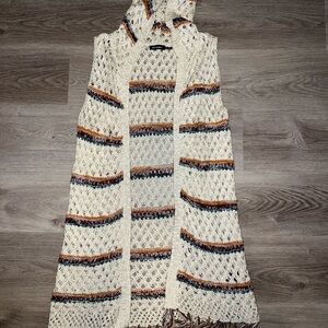 Blu Pepper Long Knit Hooded Cardigan